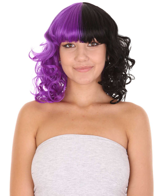 Wigs2youハロウィンパーティープレミアムレディースH-1871 着けやすい 非常に快適 限定！Melanie Martinez紫と黒のコスプレウィッグ