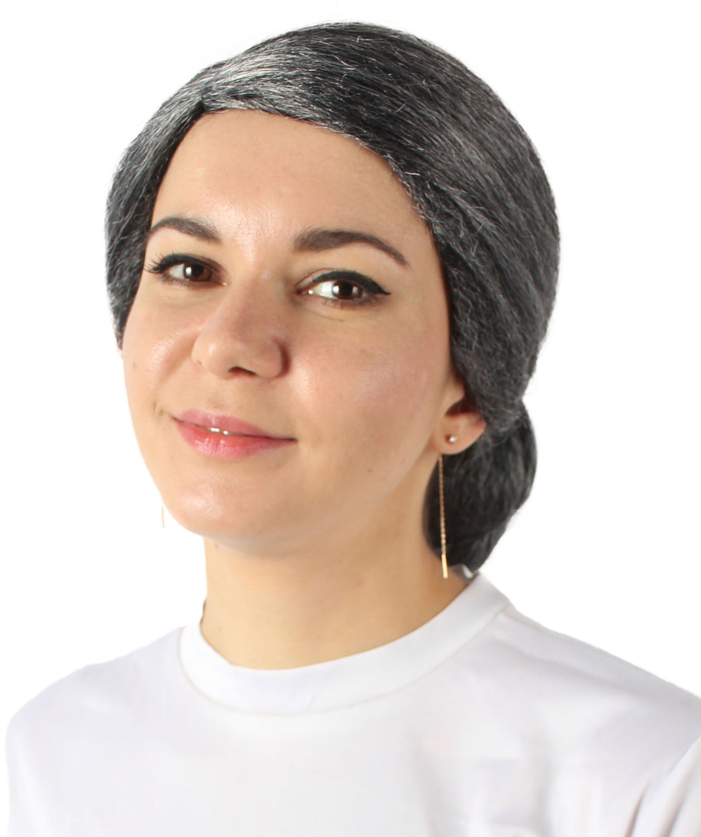 ハロウィンパーティプレミアムレディース H-5752 ダークグレイ年配の女性のバンウィッグ