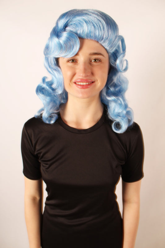 Wigs2you ハロウィンパーティ プレミアムレディース ヴィンテージブルーカーリーウィッグ H-5741
