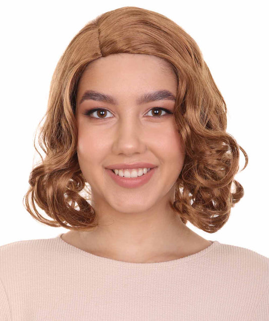 コスプレウィッグ Mad Men Betty Draper H-3610 ミディアムブラウンファンシーウィッグ プレミアム 通気性の良い キャップレスキャップ 難燃性シンセティックファイバー 最高のハロウィンウィッグ