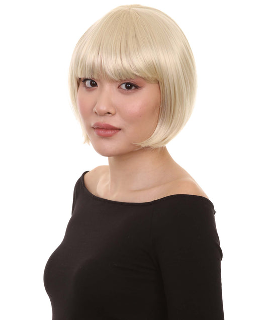 ショートボブブロンド女性用ウィッグコレクション H-3287 パーティー準備完了の華やかなコスプレハロウィンウィッグ プレミアム通気性のあるキャップレスキャップ