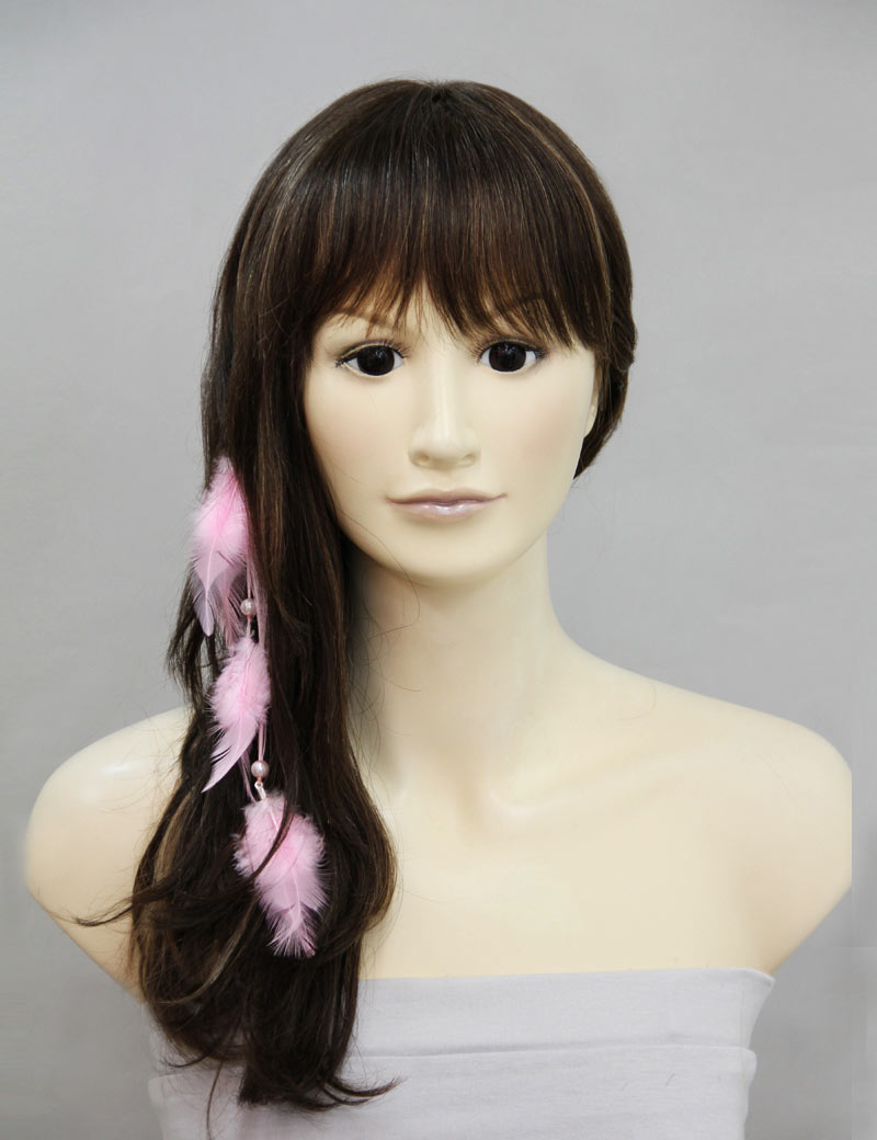 女性 W-1000 のおしゃれなベビーピンク フラフラフェザーキュートエクステンション ヘアアクセサリー 合成繊維