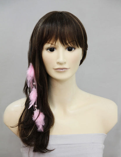 女性 W-1000 のおしゃれなベビーピンク フラフラフェザーキュートエクステンション ヘアアクセサリー 合成繊維