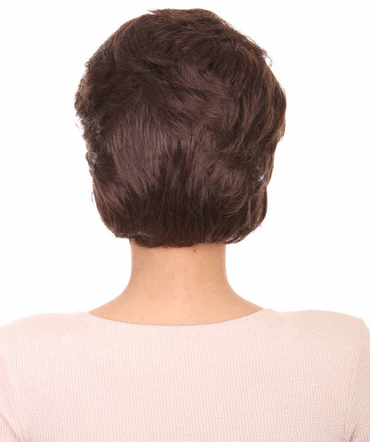 女性用ショート グリース リゾ ブラウンウィッグ H-4682 プレミアム通気性キャップレスキャップ