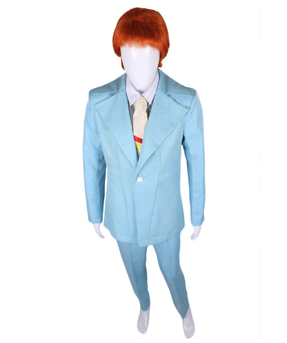 男性用 JCP-002 70'sロックスター スーツ コスチューム ディッキーとタイ付き プレミアム ライトブルー ハロウィンコスチューム