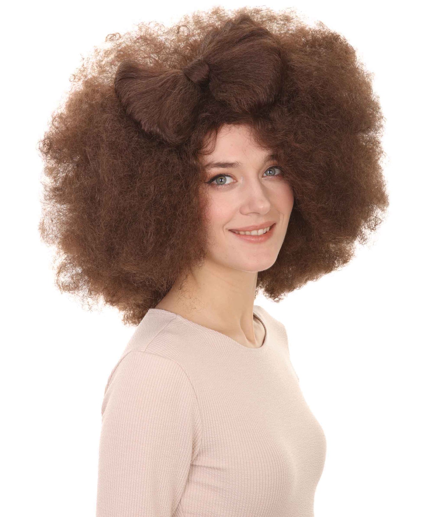 Wigs2you ハロウィン パーティー プレミアム レディース H-1258 着けやすい 快適なフィット感 アフロ スモール ボウウィッグ ブラウン