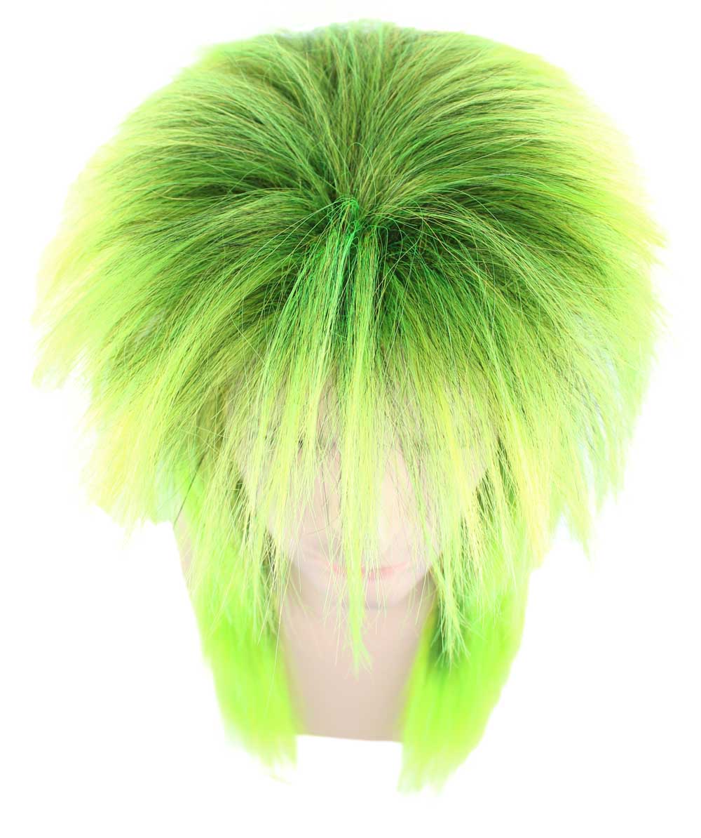 男性用 H-1542 ロングストレート ロック グリーン スタイル パーティー ウィッグ