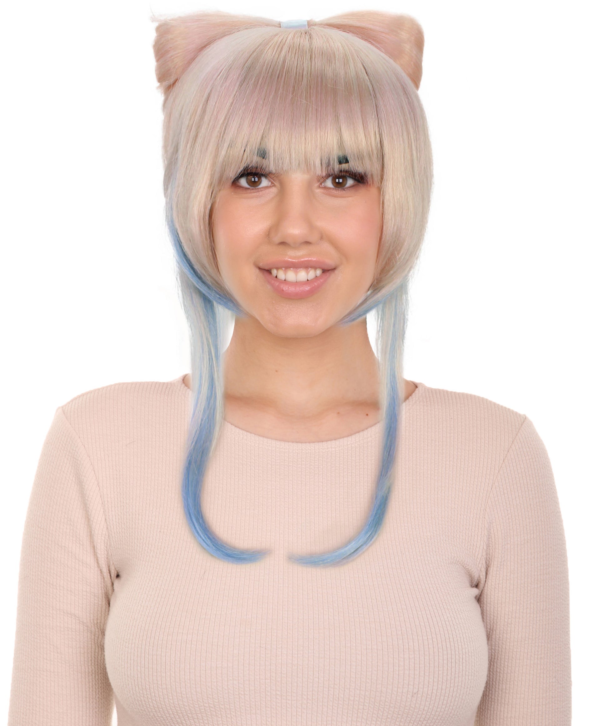 レディース H-5970 ピンク ウィッグ 合成繊維 キャップレス キャップ ハロウィンにぴったり
