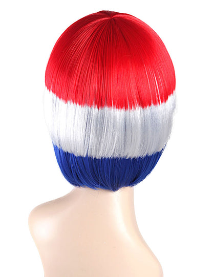 ハロウィンパーティープレミアムレディース Flag-002 ボブウィッグ マルチカラー ファンシーキャラクターファッションウィッグ ソフト合成繊維