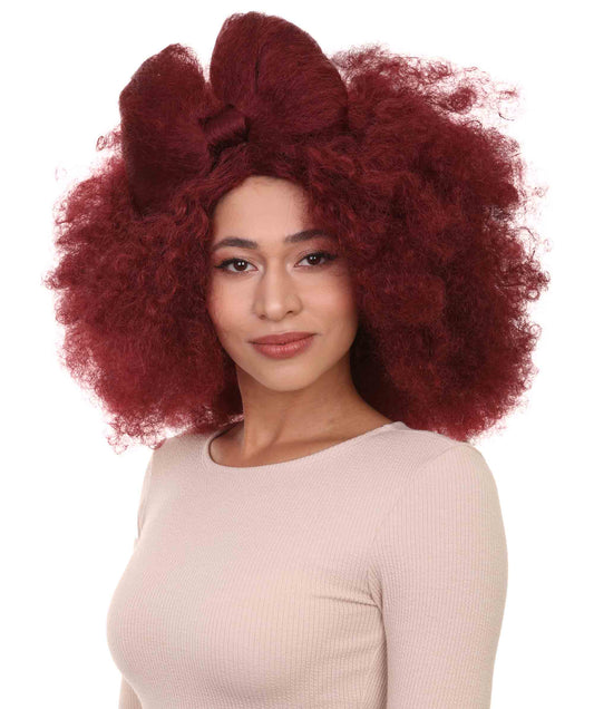 Wigs2you ハロウィン パーティー プレミアム レディース H-1232 快適なフィット感のバーガンディ アフロ スモール ボウ ウィッグ