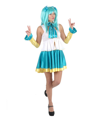大人の女性用 JCA-003 スクールアイドル3点セットコスチューム ホワイト ブルー ハロウィン衣装