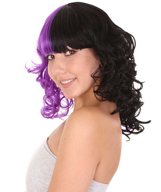 Wigs2youハロウィンパーティープレミアムレディースH-1871 着けやすい 非常に快適 限定！Melanie Martinez紫と黒のコスプレウィッグ