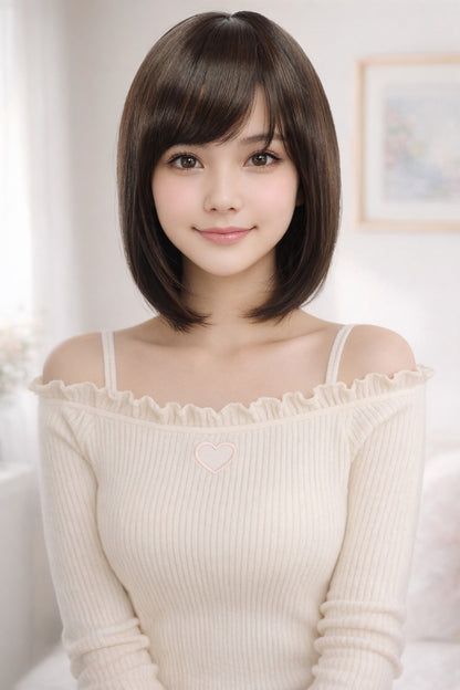 Wigs2you W-1011 耐熱商 の毛が前下がりになったスタイル、大人っぽい洗練されたボブスタイルです、ウィッグネット付き