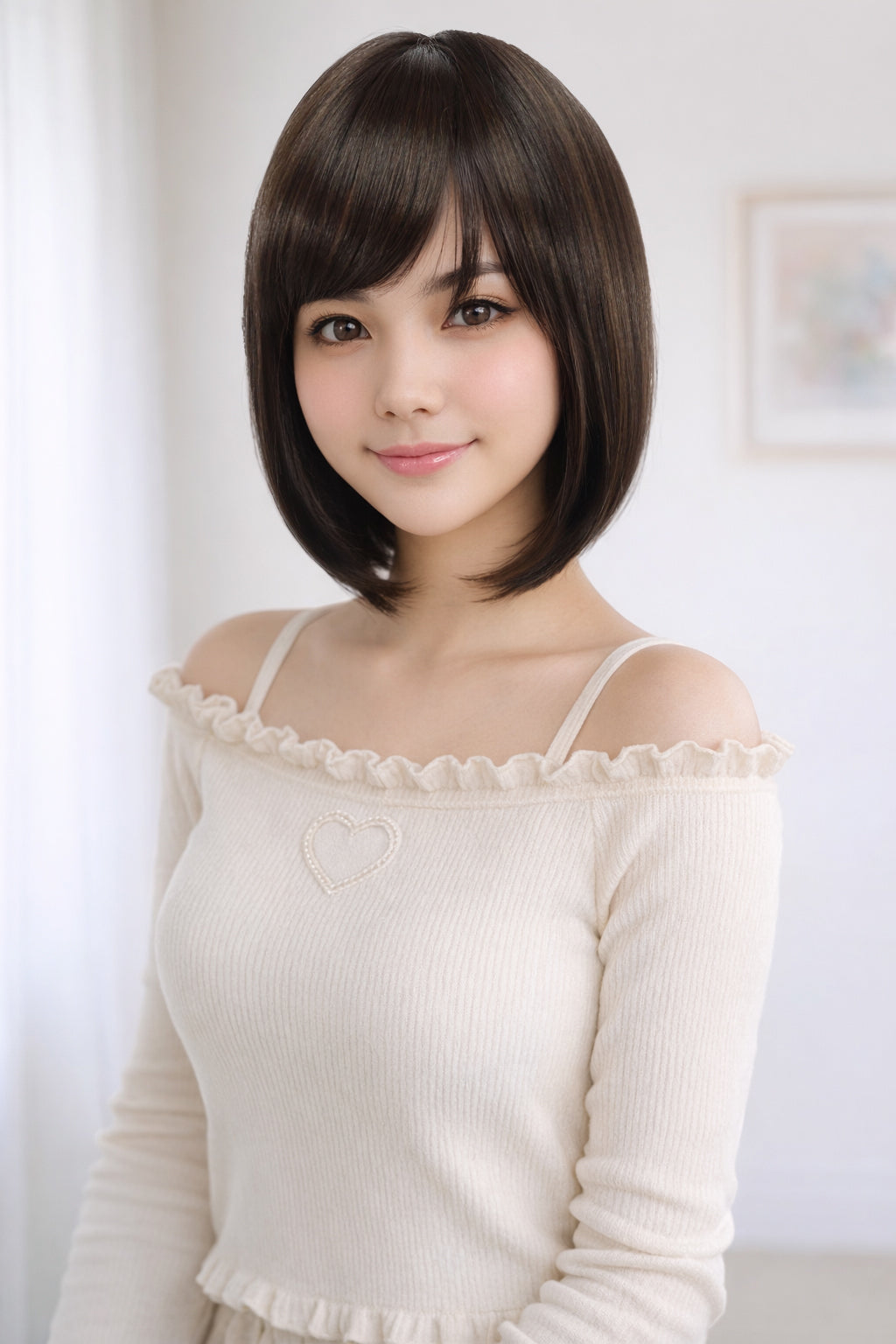 Wigs2you W-1011 耐熱商 の毛が前下がりになったスタイル、大人っぽい洗練されたボブスタイルです、ウィッグネット付き