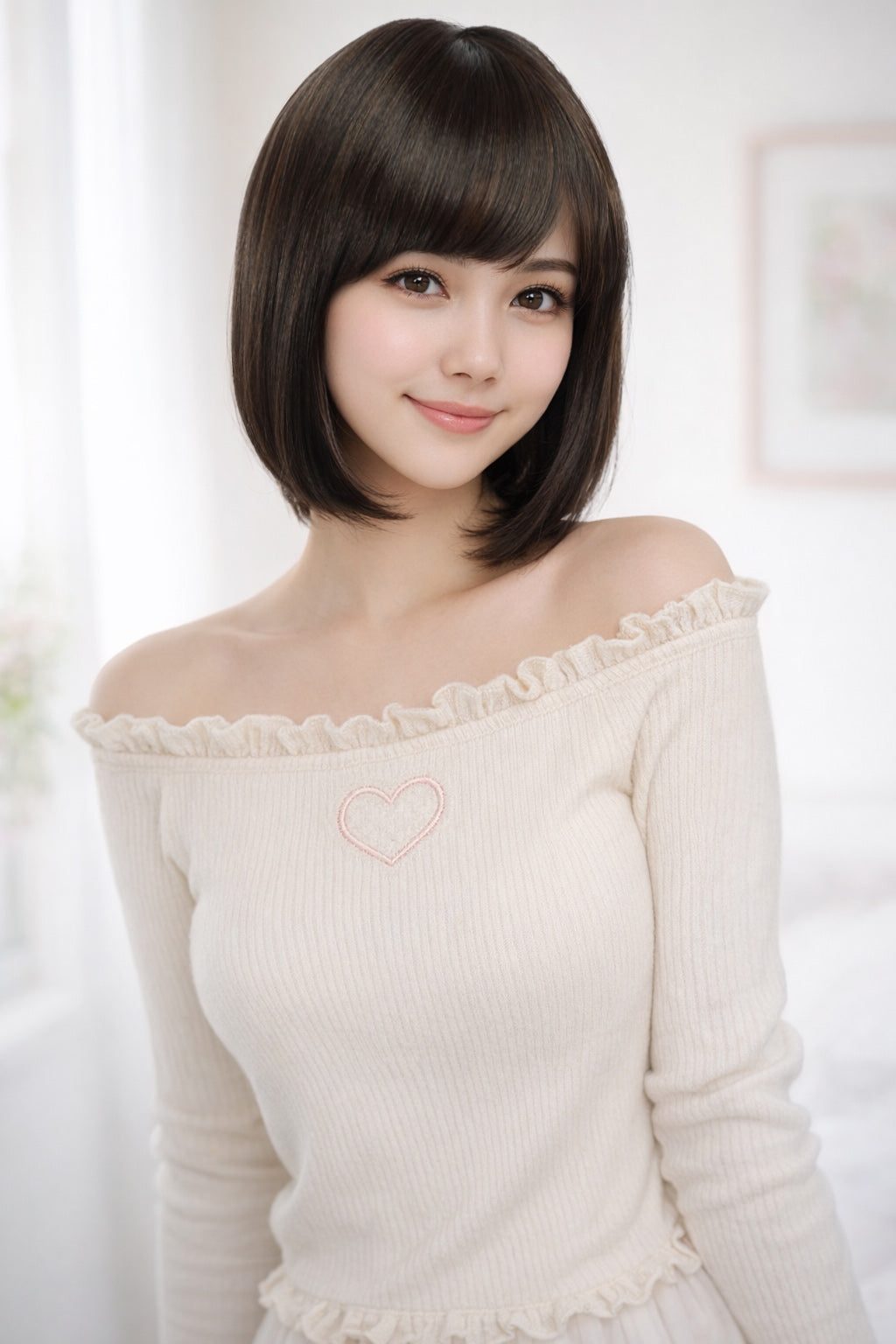 Wigs2you W-1011 耐熱商 の毛が前下がりになったスタイル、大人っぽい洗練されたボブスタイルです、ウィッグネット付き