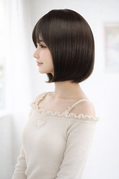 Wigs2you W-1011 耐熱商 の毛が前下がりになったスタイル、大人っぽい洗練されたボブスタイルです、ウィッグネット付き