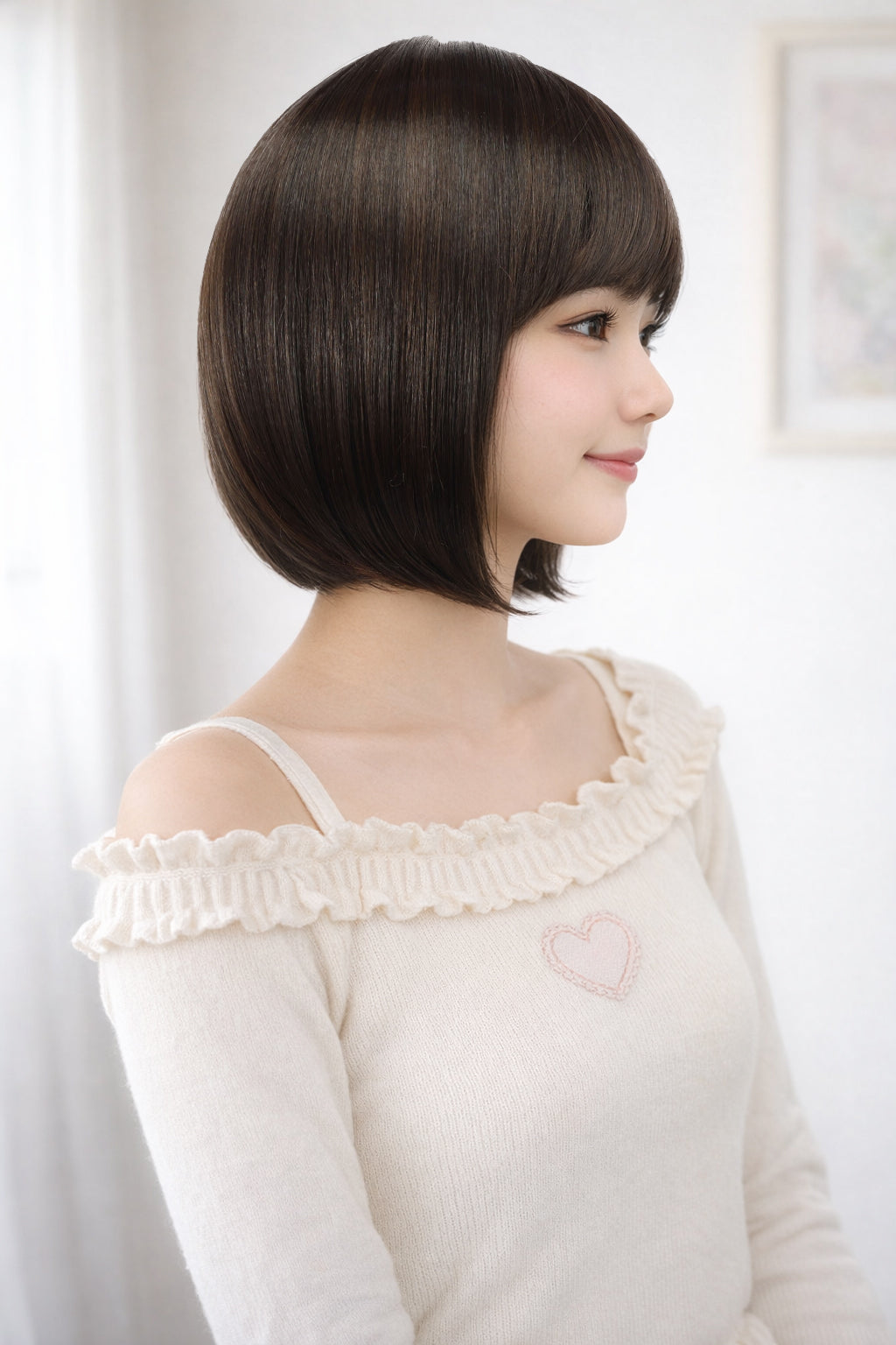 Wigs2you W-1011 耐熱商 の毛が前下がりになったスタイル、大人っぽい洗練されたボブスタイルです、ウィッグネット付き