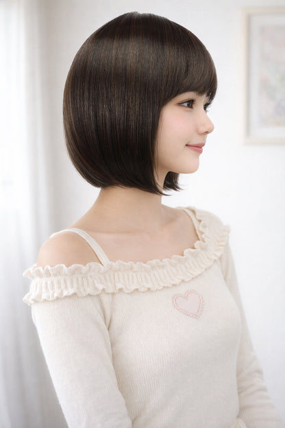 Wigs2you W-1011 耐熱商 の毛が前下がりになったスタイル、大人っぽい洗練されたボブスタイルです、ウィッグネット付き