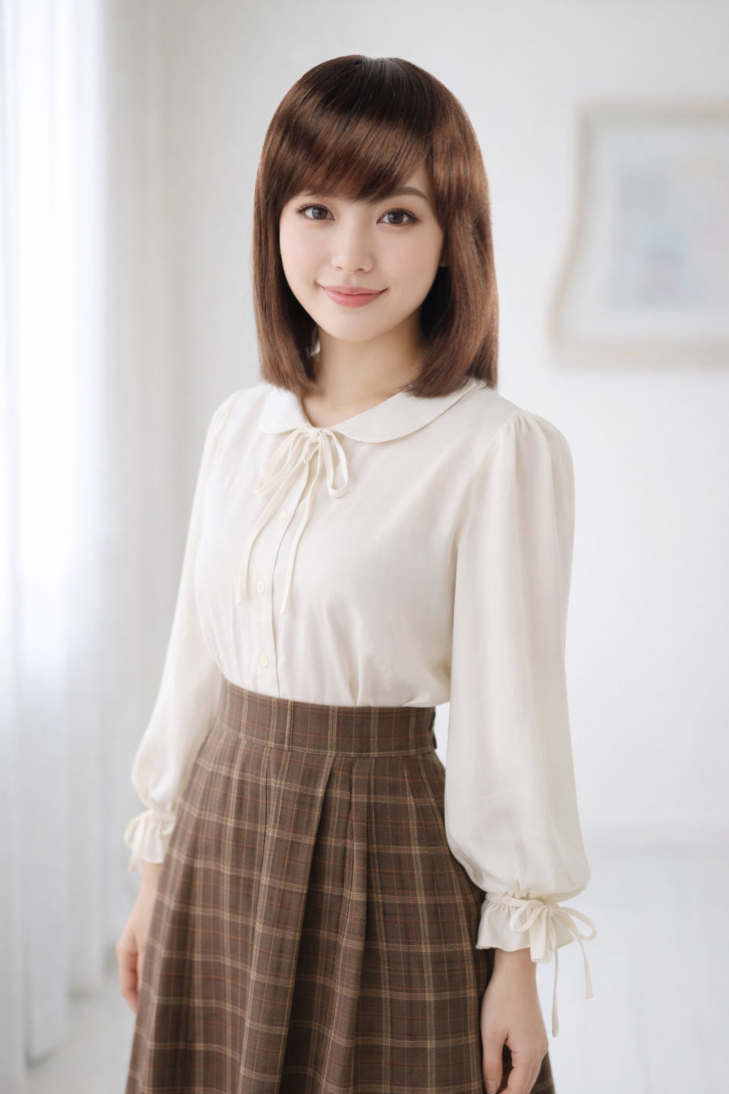 Wigs2you W-106 ミディアムウィッグ チャコール/オーバーンミックス 高品質フルウィッグ！和風女性用ウィッグ