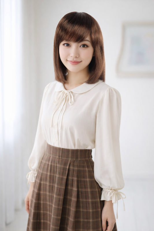 Wigs2you W-106 ミディアムウィッグ チャコール/オーバーンミックス 高品質フルウィッグ！和風女性用ウィッグ