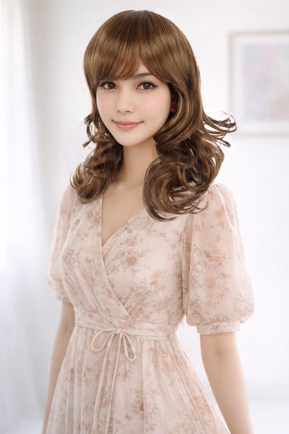 Wigs2you W-503 毛先カールのロングウィッグです！前髪短めでとってもキュート女性らしいフェミニンなスタイルです！ ウィッグネット付き
