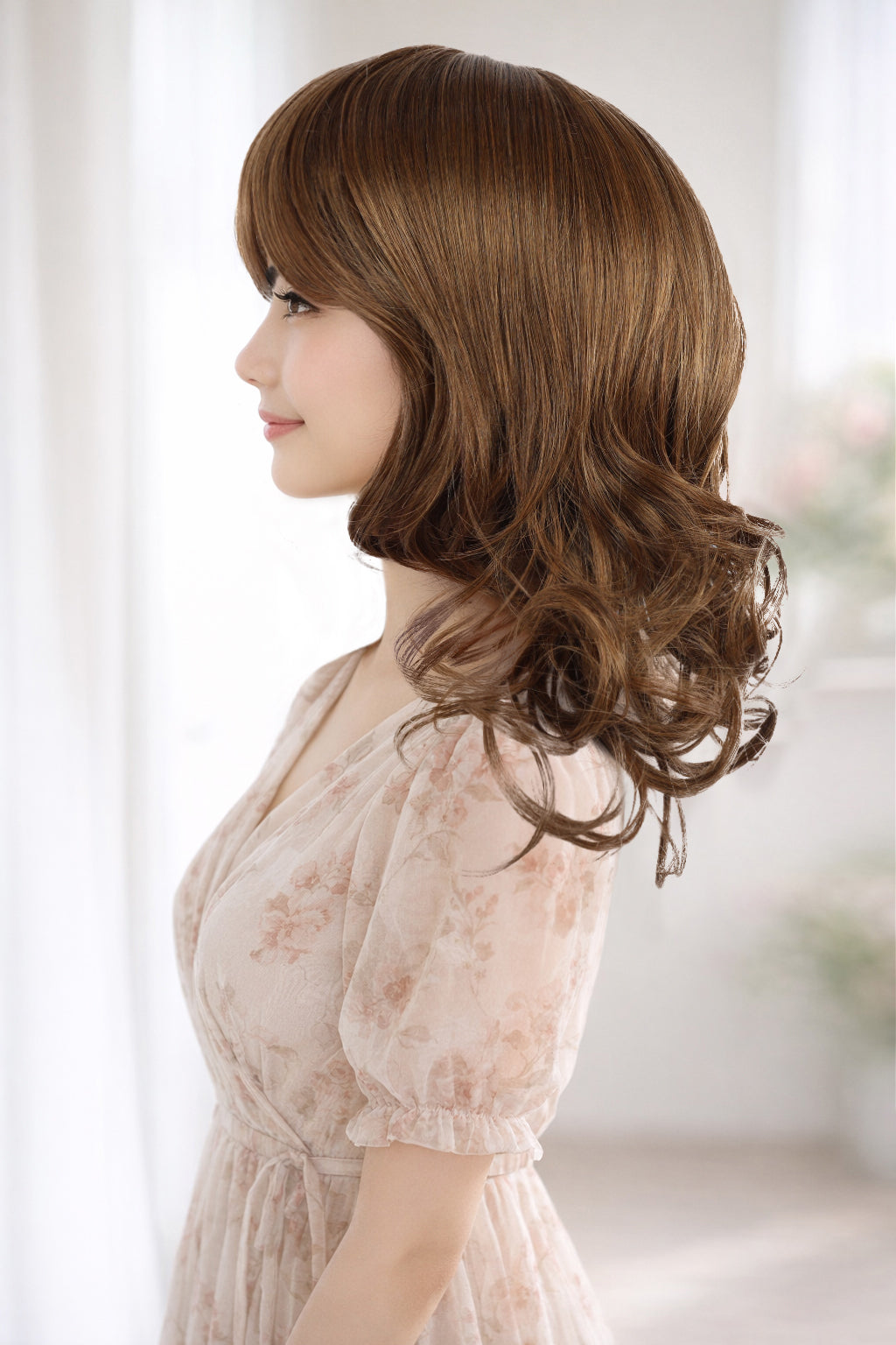 Wigs2you W-503 毛先カールのロングウィッグです！前髪短めでとってもキュート女性らしいフェミニンなスタイルです！ ウィッグネット付き