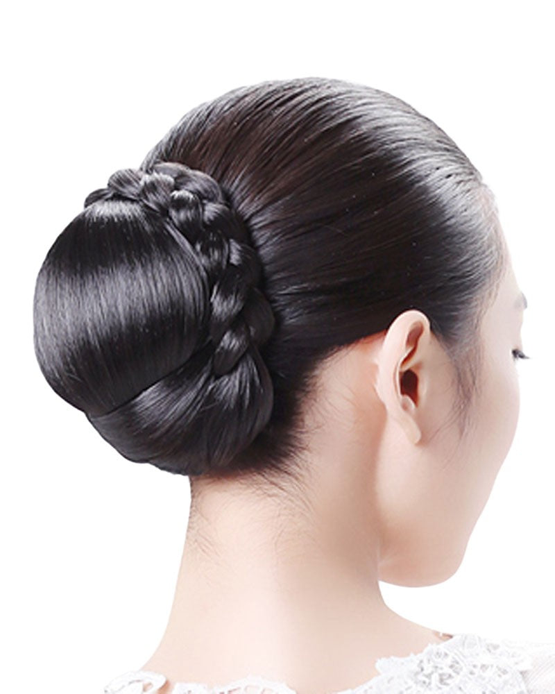 Wigs2you W-8455 女性用和風ウィッグ シニヨン・お団子スタイル ナチュラルウィッグ 着物・夏祭り・花火大会・結婚式などにぴったり！自然な風合いと快適なフィット感のファイバー製。調節可能なストラップ付き。