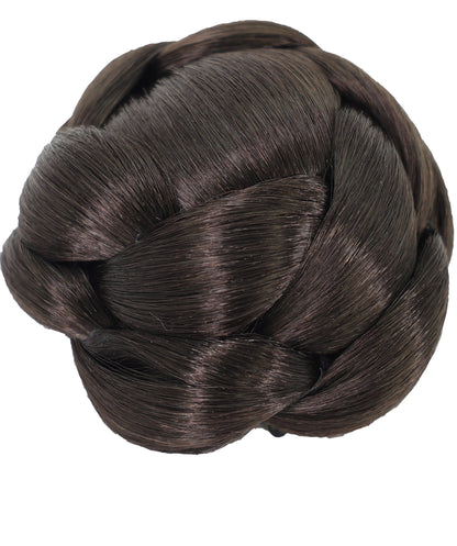 Wigs2you W-8488 お団子ヘアメーカー 大人女性用編み込み、シュシュクロー付き、普段使いやイベントに最適、「ダークブラウン」