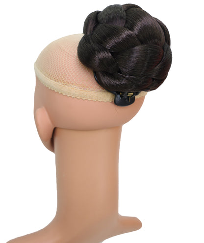 Wigs2you W-8488 お団子ヘアメーカー 大人女性用編み込み、シュシュクロー付き、普段使いやイベントに最適、「ダークブラウン」