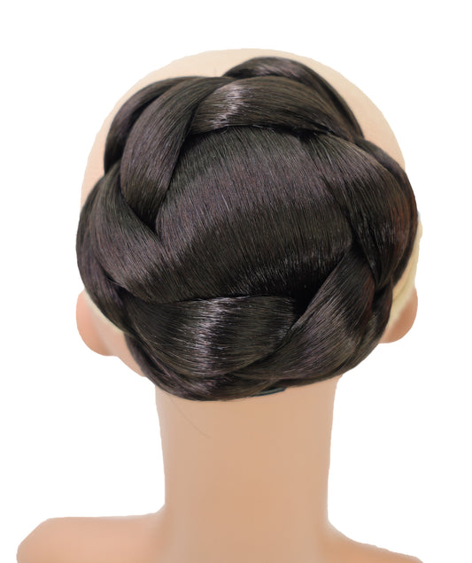 Wigs2you W-8488 お団子ヘアメーカー 大人女性用編み込み、シュシュクロー付き、普段使いやイベントに最適、「ダークブラウン」