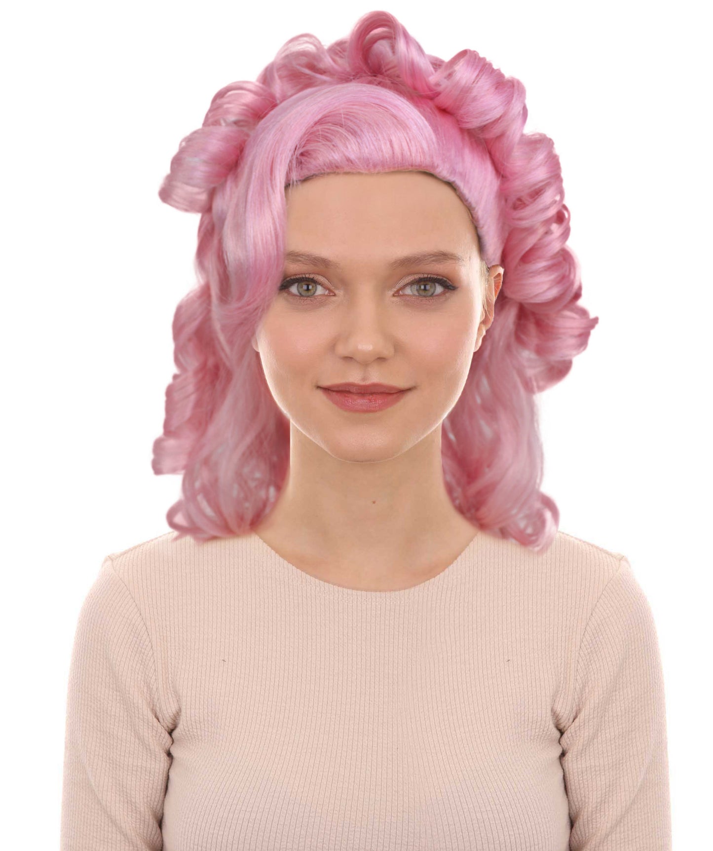女性用 H-5977 フランスのドラッグクイーン ピンク コスプレウィッグ コスプレに最適 難燃性合成繊維