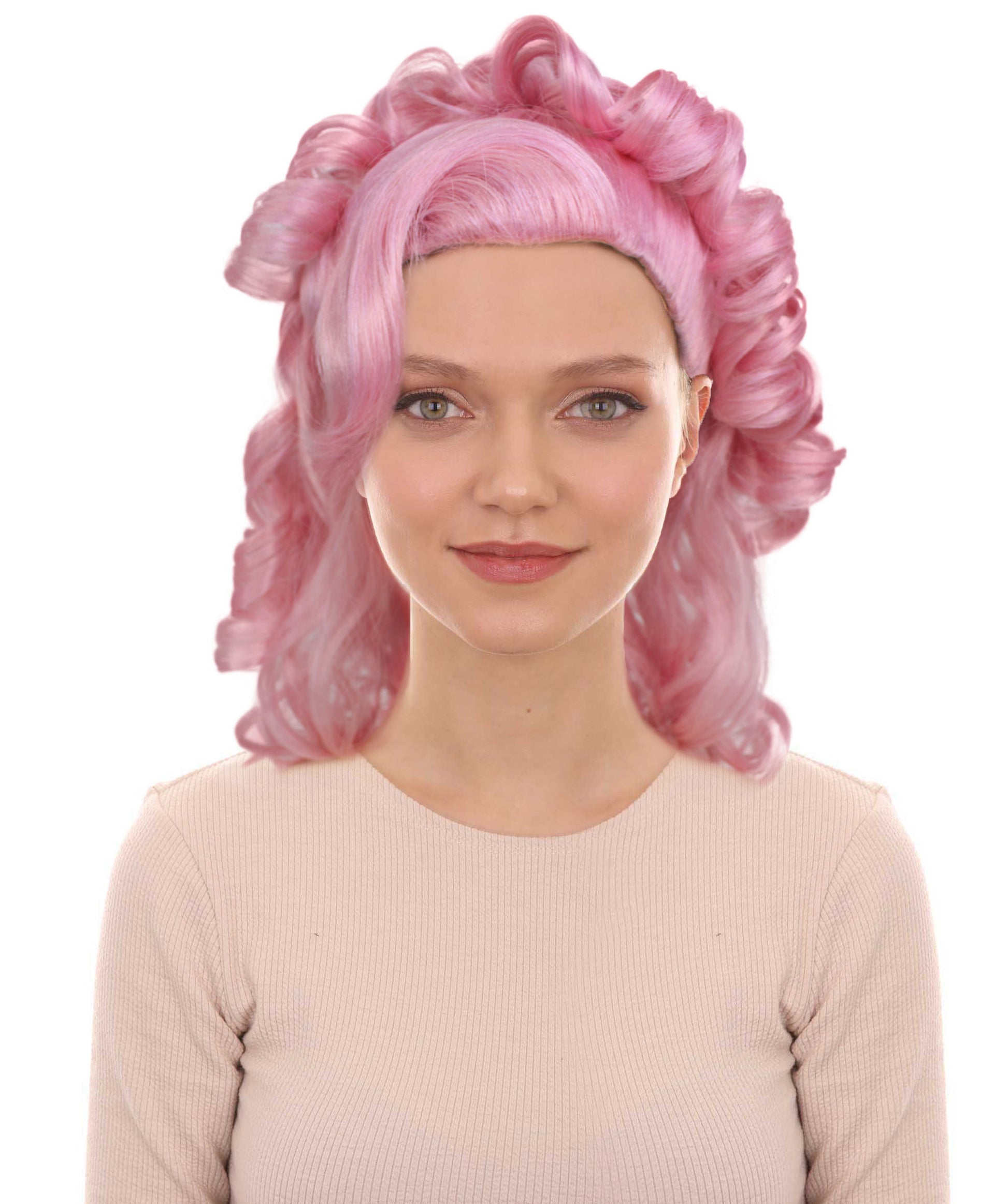 女性用 H-5977 フランスのドラッグクイーン ピンク コスプレウィッグ コスプレに最適 難燃性合成繊維