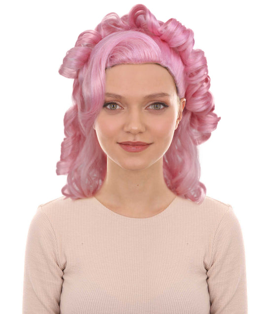 女性用 H-5977 フランスのドラッグクイーン ピンク コスプレウィッグ コスプレに最適 難燃性合成繊維