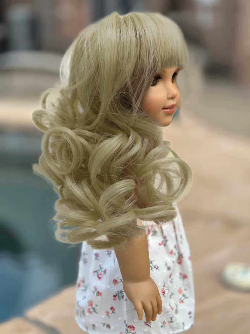 Wigs2you WD40-021 6インチ ブロンド カーリードール用ウィッグ | リボーンドール、BJDドール用耐熱・耐炎性人工毛