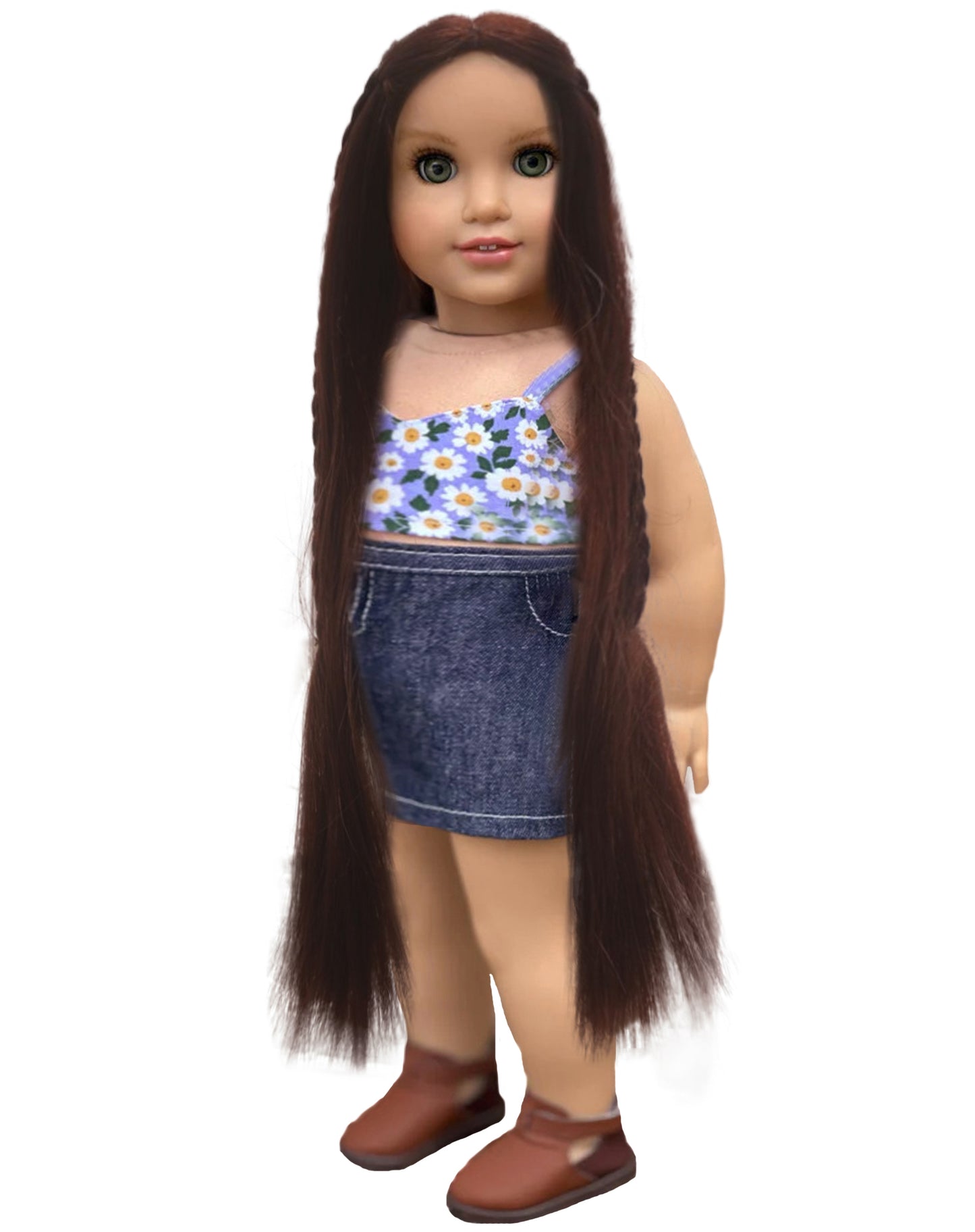 Wigs2you WD40-022 12インチ ダークオーバーン 合成ドール用ウィッグ | 編み込みスタイル | BJD、リボーンドールに最適 | 丈夫なキャップ構造