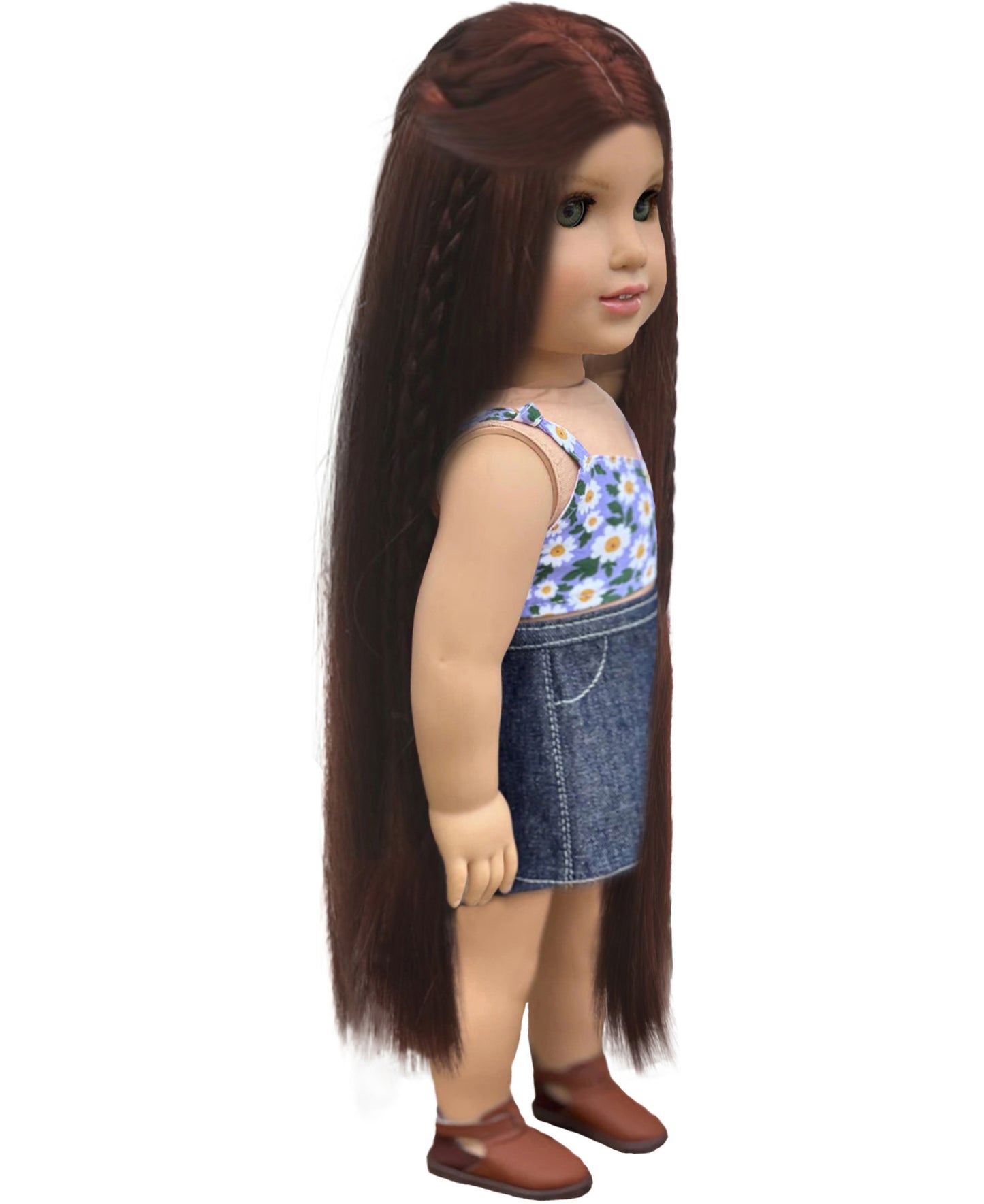 Wigs2you WD40-022 12インチ ダークオーバーン 合成ドール用ウィッグ | 編み込みスタイル | BJD、リボーンドールに最適 | 丈夫なキャップ構造