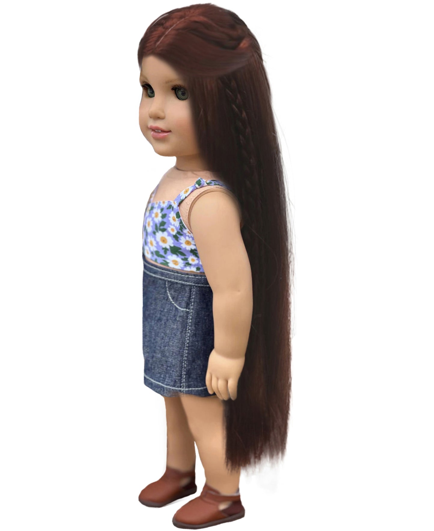 Wigs2you WD40-022 12インチ ダークオーバーン 合成ドール用ウィッグ | 編み込みスタイル | BJD、リボーンドールに最適 | 丈夫なキャップ構造