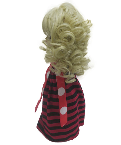 Wigs2you WD40-023 7インチブロンドカーリードール用ウィッグ｜スタイリング済み合成毛、フルバング付き、BJDやコレクタードールに最適