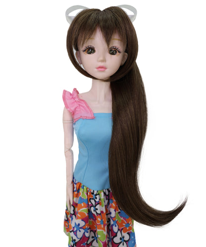 Wigs2you WD40-026 ドール用ダークブラウンロングウィッグ - 16インチ合成繊維ポニーテールウィッグ（BJD、コスプレドール、アニメフィギュア用）