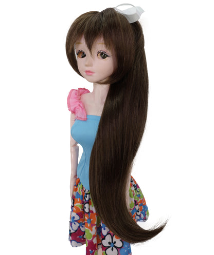 Wigs2you WD40-026 ドール用ダークブラウンロングウィッグ - 16インチ合成繊維ポニーテールウィッグ（BJD、コスプレドール、アニメフィギュア用）