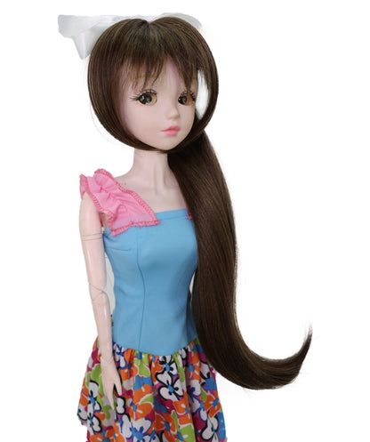 Wigs2you WD40-026 ドール用ダークブラウンロングウィッグ - 16インチ合成繊維ポニーテールウィッグ（BJD、コスプレドール、アニメフィギュア用）