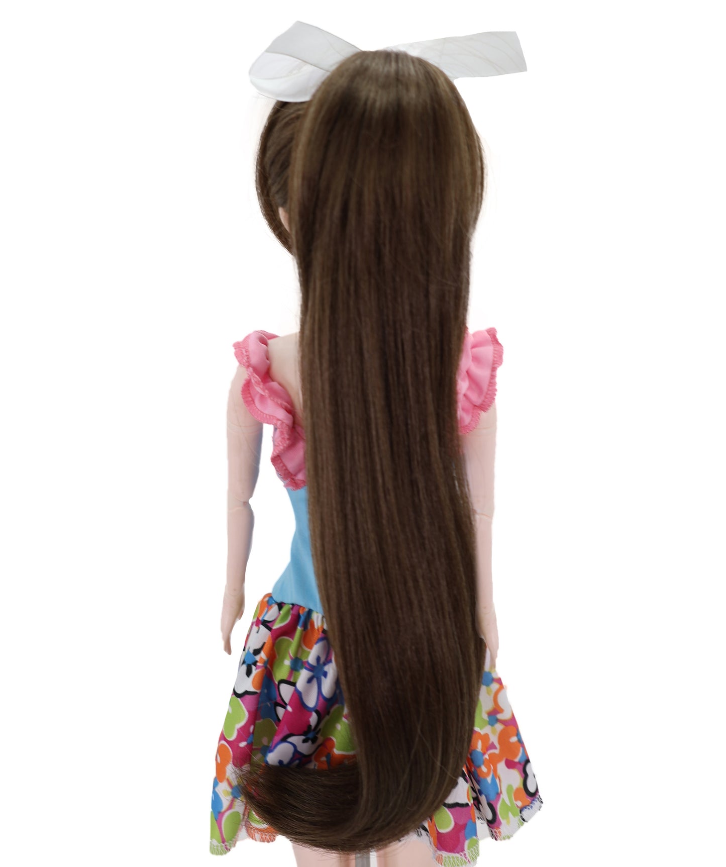 Wigs2you WD40-026 ドール用ダークブラウンロングウィッグ - 16インチ合成繊維ポニーテールウィッグ（BJD、コスプレドール、アニメフィギュア用）