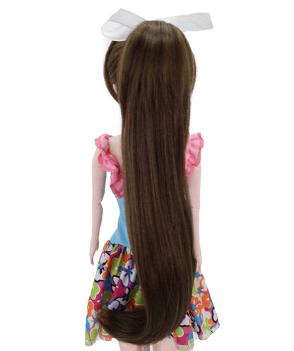 Wigs2you WD40-026 ドール用ダークブラウンロングウィッグ - 16インチ合成繊維ポニーテールウィッグ（BJD、コスプレドール、アニメフィギュア用）