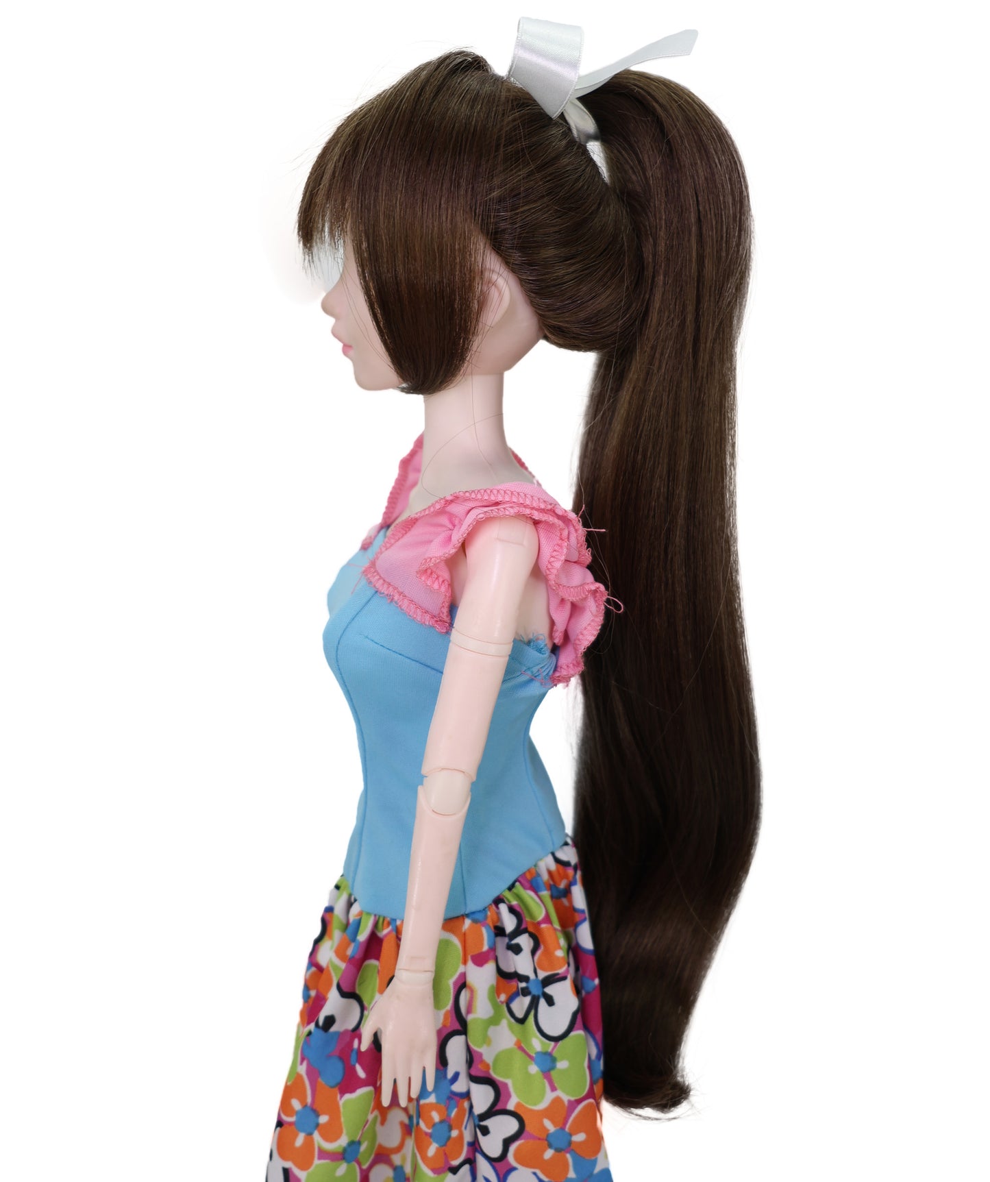 Wigs2you WD40-026 ドール用ダークブラウンロングウィッグ - 16インチ合成繊維ポニーテールウィッグ（BJD、コスプレドール、アニメフィギュア用）