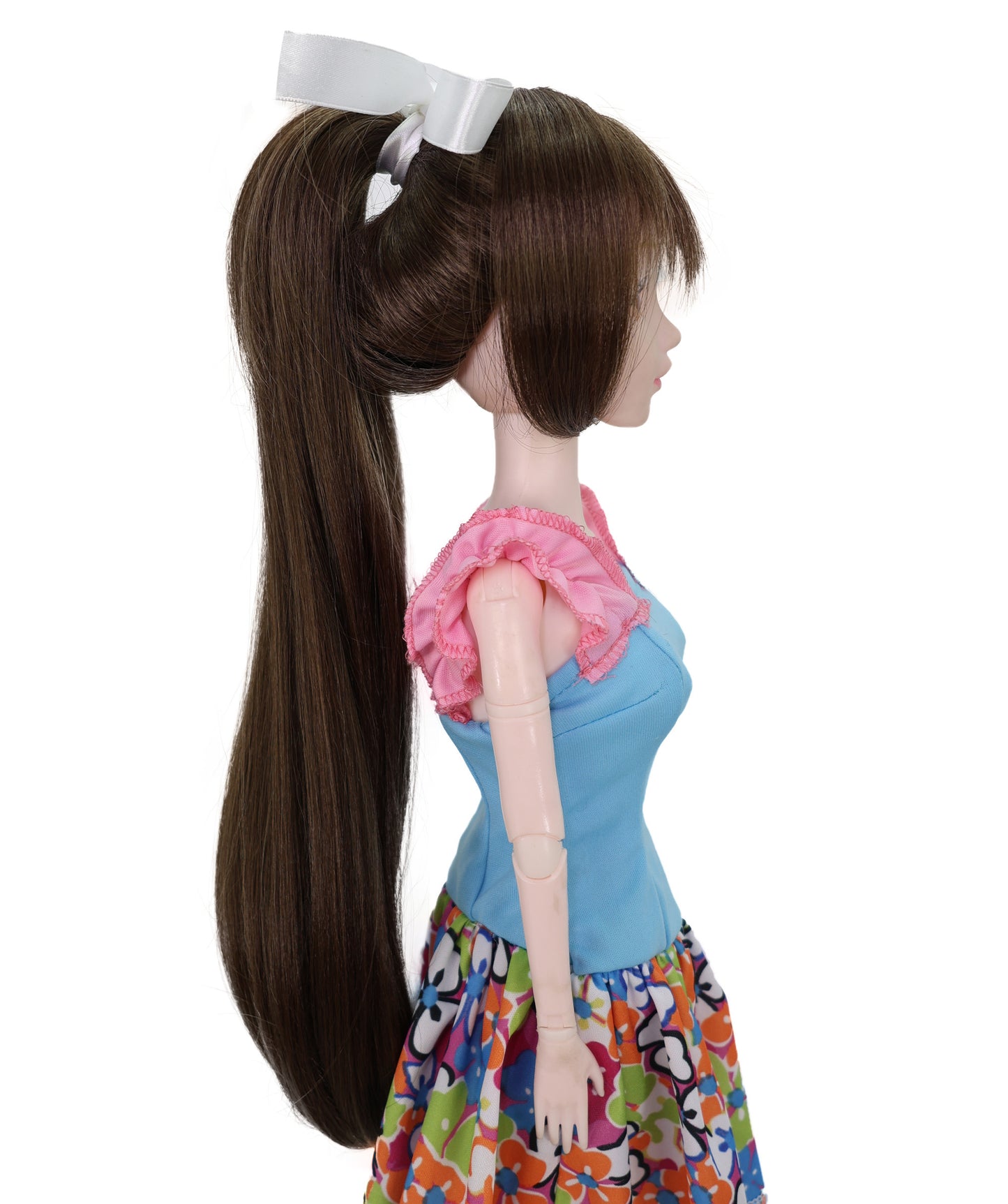 Wigs2you WD40-026 ドール用ダークブラウンロングウィッグ - 16インチ合成繊維ポニーテールウィッグ（BJD、コスプレドール、アニメフィギュア用）