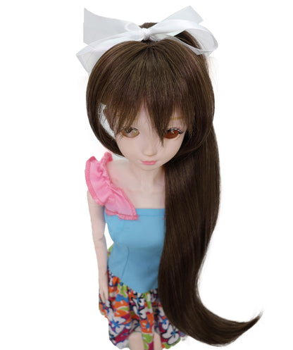 Wigs2you WD40-026 ドール用ダークブラウンロングウィッグ - 16インチ合成繊維ポニーテールウィッグ（BJD、コスプレドール、アニメフィギュア用）