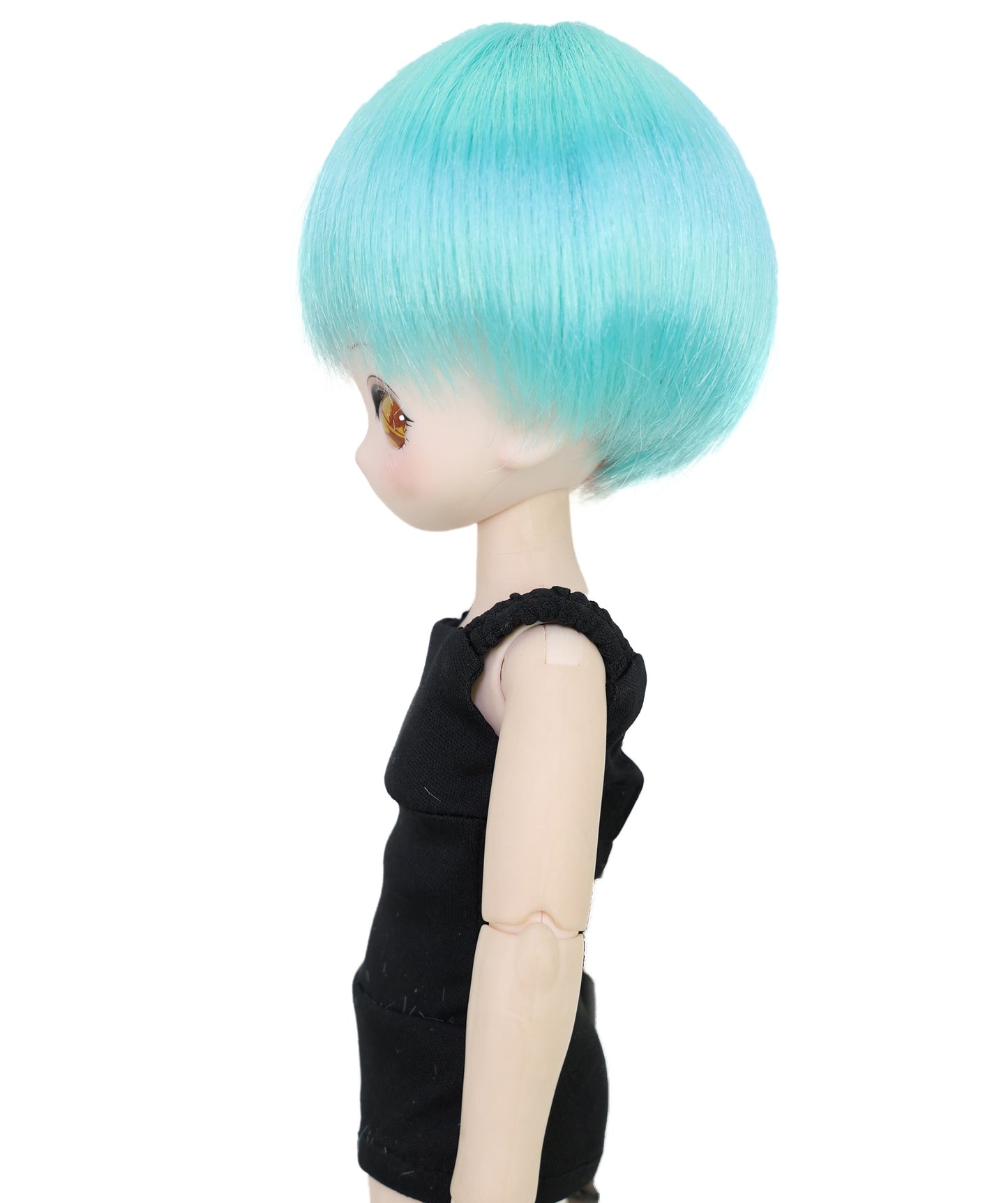 Wigs2you WD40-029 3.5インチ ボブドールウィッグ - ピンクとブルーのスプリットカラーショートヘア ミニドール用 キャップ付き
