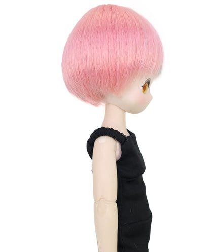 Wigs2you WD40-029 3.5インチ ボブドールウィッグ - ピンクとブルーのスプリットカラーショートヘア ミニドール用 キャップ付き