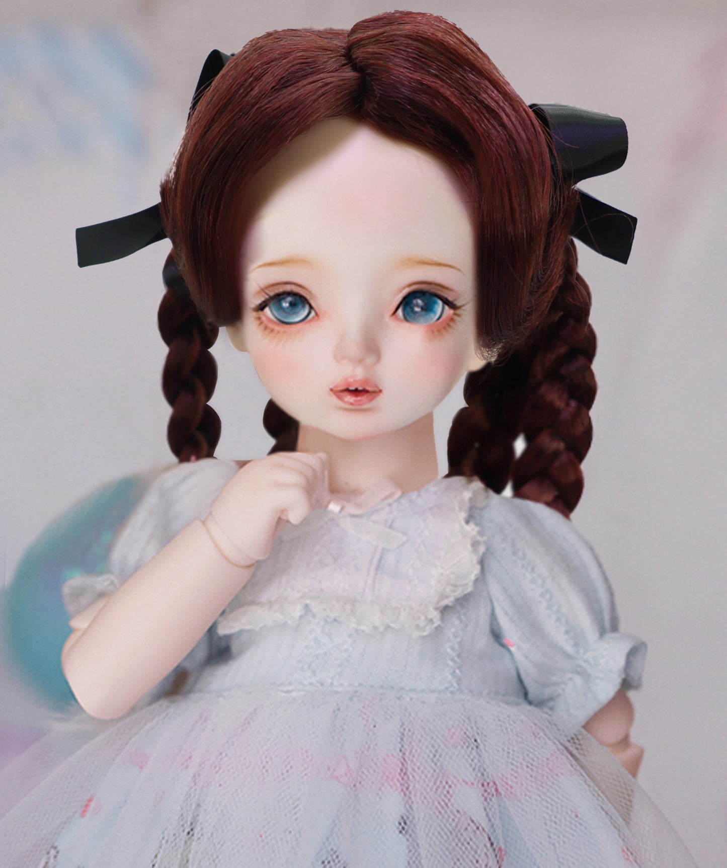 Wigs2you WD40-031-DBR ダークブラウン 7インチ ドールウィッグ ボブスタイル サイド編み込み 1/3&1/4ドール用 ドールスタイリングやコスプレに最適