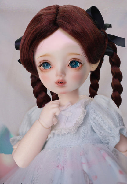 Wigs2you WD40-031-DBR ダークブラウン 7インチ ドールウィッグ ボブスタイル サイド編み込み 1/3&1/4ドール用 ドールスタイリングやコスプレに最適